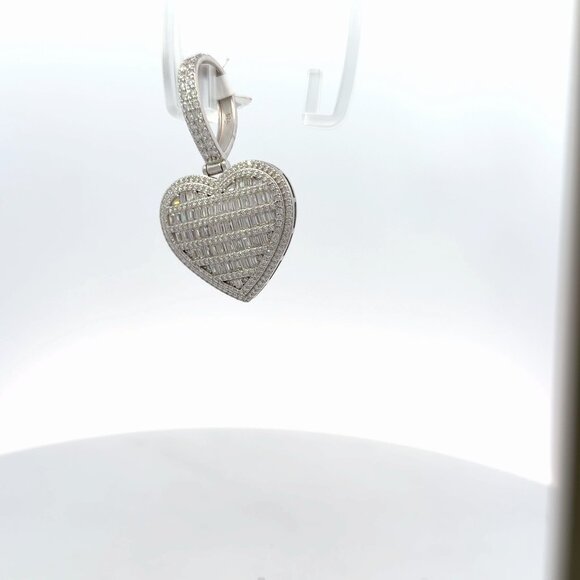 Handmade Sterling Silver Heart Pendant with 5ct VVS Moissanite Stones